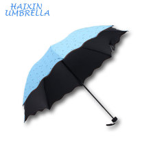 Venda quente Moda Anti UV Proteção Logotipo de Publicidade Branding 3 Folding Umbrella com Tecido de Mudança de Cor